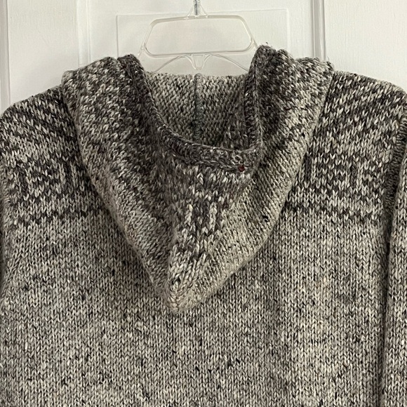 Inis Crafts 100% Wool Irish Knit Hooded Zipper Sweater Grey Tweed Women M - Picture 8 of 16